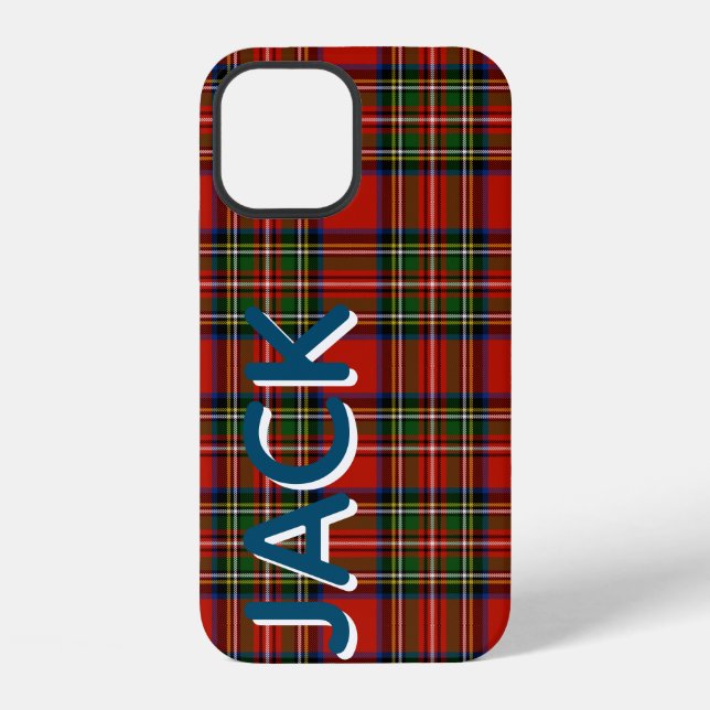 Personalized Red Plaid iPhone Case (Back)