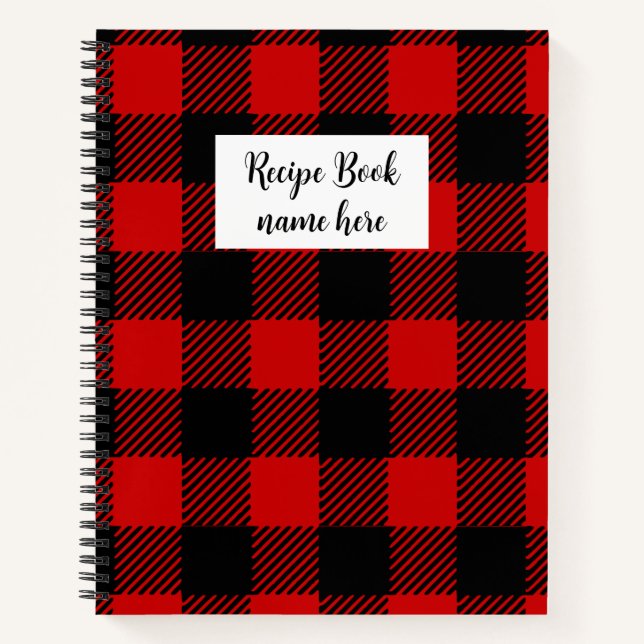 Personalized Red Plaid Recipe Book (Front)