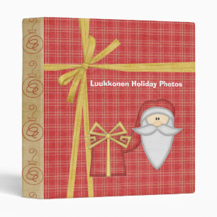 Personalized Red Plaid Santa Family Photo Binder
