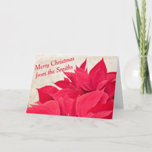 Personalized Red Poinsettia Leaf Holiday Card