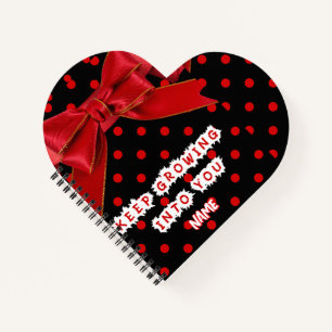 Personalized Red Polka Dot Bow Spiral Notebook