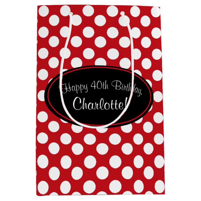 Personalized Red Polka Dot Gift Bag (Front)