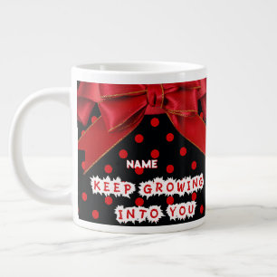 Personalized Red Polka Dot Motivational Large Coffee Mug