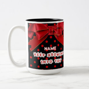 Personalized Red Polka Dot Motivational  Two-Tone Coffee Mug