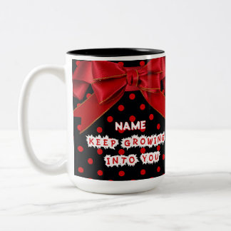 Personalized Red Polka Dot Motivational Two-Tone Coffee Mug