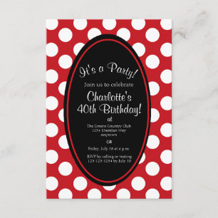 Personalized Red Polka Dot Party Invitation