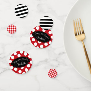 Personalized Red Polka Dot Table Confetti