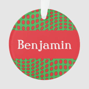 Personalized Red Polka Dot with Name Ornament