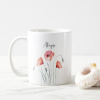 Personalized Red Poppies Watercolor