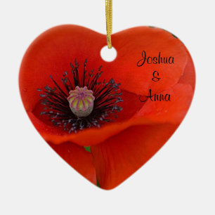 Personalized Red Poppy Ceramic Ornament