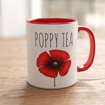 Personalized Red Poppy Tea Two-Tone Mug