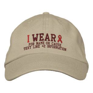 Personalized Red Ribbon Awareness Embroidery Embroidered Hat
