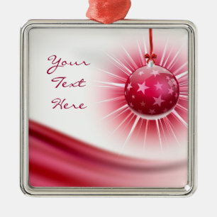 Personalized Red Ribbon Christmas Ball Ornament
