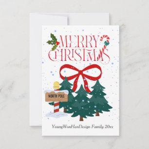 Personalized Red Ribbon Merry Christmas Card