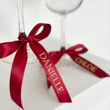 Personalized Red Ribbon with Gold Name Text