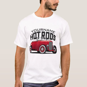 Personalized Red Roadster Vintage Hot Rod Shop  T-Shirt