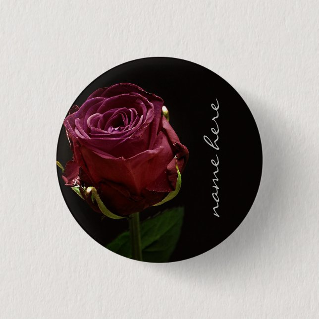Personalized Red Rose   1 Inch Round Button (Front)