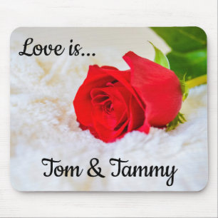 Personalized Red Rose Love is Mouse Pad