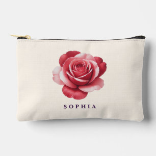 Personalized Red Rose Makeup Bag Elegant