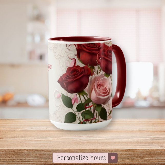 Personalized Red Rose Mug (Personalized Red Rose Mug)