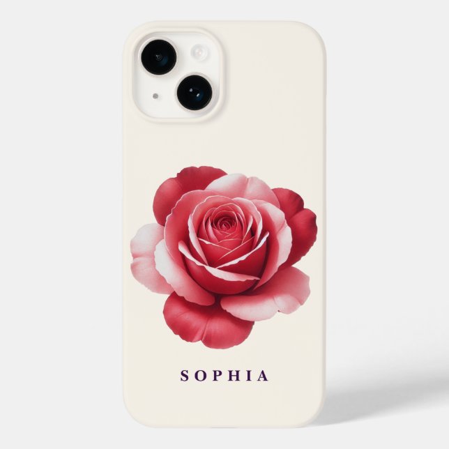 Personalized Red Rose Phone Case Elegant Romantic  (Back)