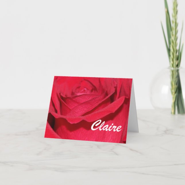 Personalized Red Rose Photo Notecards (Front)