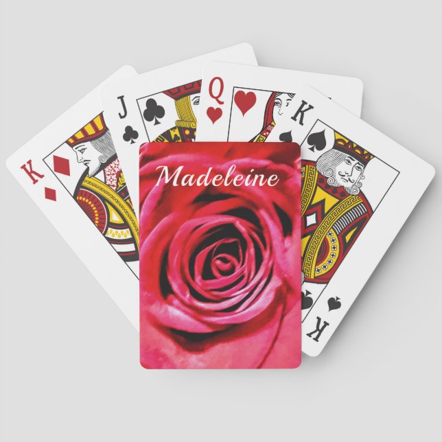 Personalized Red Rose Playing Cards (Back)