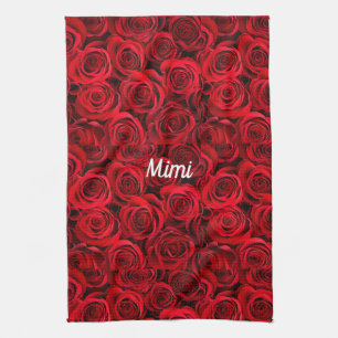 Personalized red roses All-Over Print Kitchen Towel