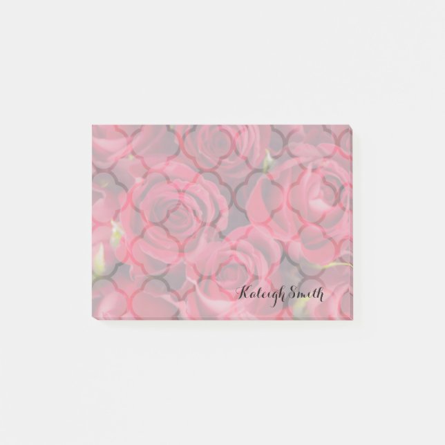 Personalized Red Roses Post It Notes (Front)