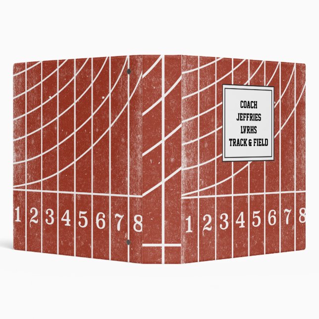 Personalized Red Running Track 3-Ring Binder (Background)