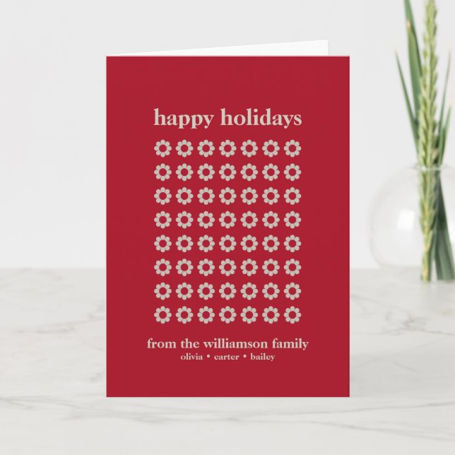 Personalized Red Rustic Christmas Folded Blank Holiday Card (Front)
