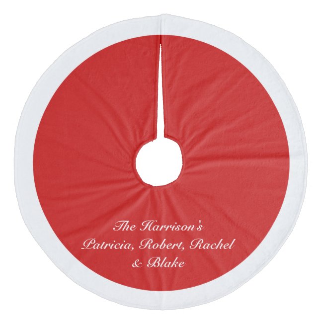 Personalized ~ Red Santa Fur Christmas Fleece Tree Skirt (Front)