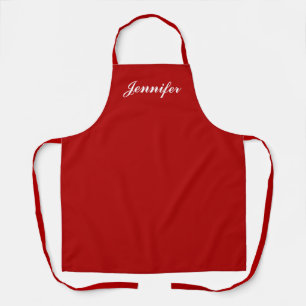 Personalized Red Script Name Womens Kitchen Apron