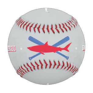 personalized red shark baseball