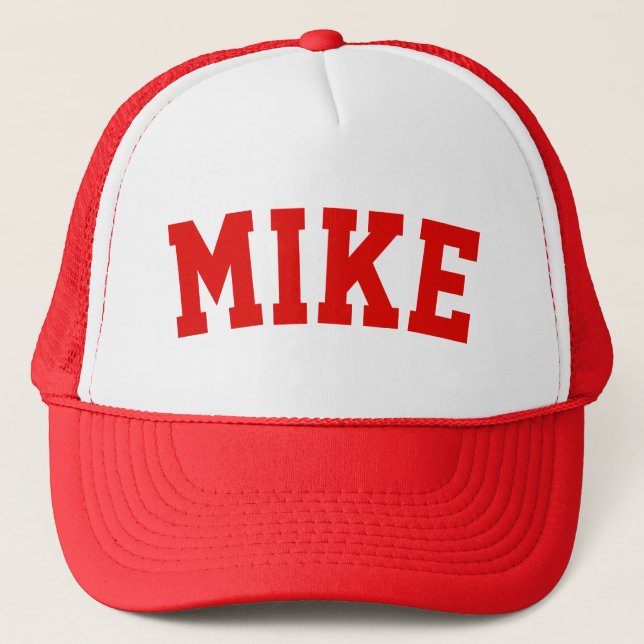 Personalized Red Short Name Trucker Hat (Front)