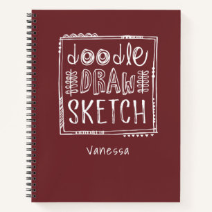 Personalized Red Sketchbook Notebook