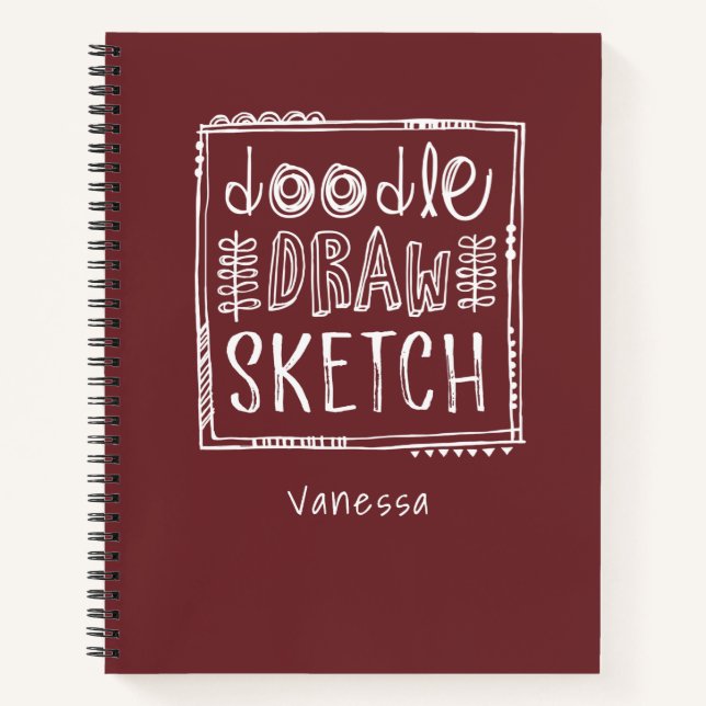 Personalized Red Sketchbook Notebook (Front)