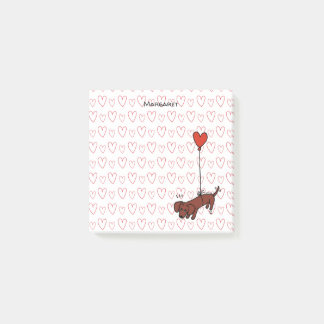 Personalized Red Smooth Dachshund Heart Balloon Post-it Notes