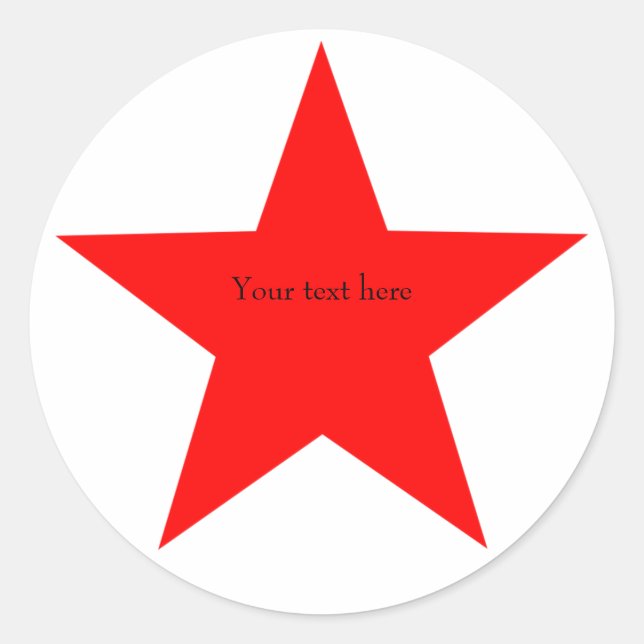 Personalized Red Star Round Classic Round Sticker (Front)