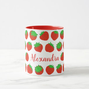 Personalized Red Strawberry Mugs with Name