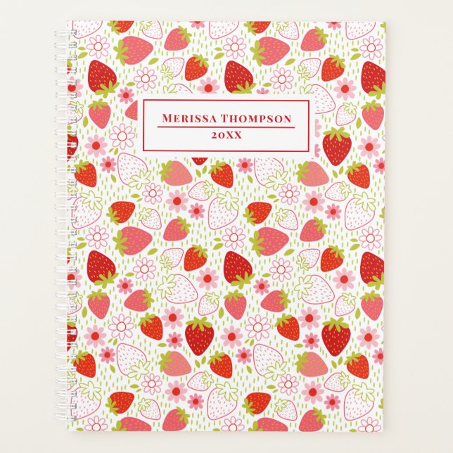 Personalized Red Strawberry Pattern Planner (Front)