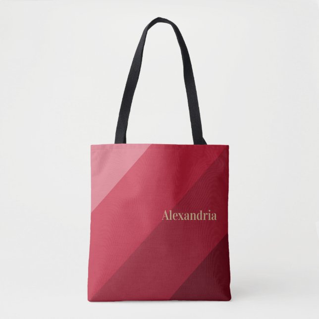 Personalized Red Stripe Tote Bag (Front)