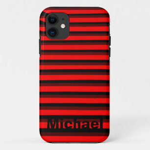 Personalized Red Striped Pattern iPhone 11 Case