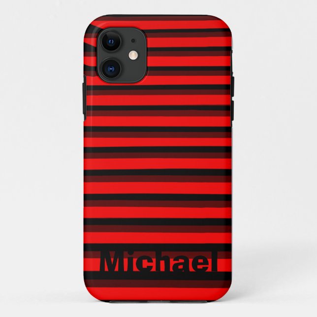 Personalized Red Striped Pattern Case-Mate iPhone Case (Back)