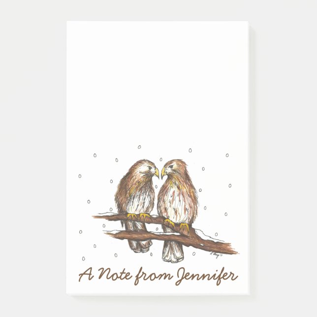 Personalized Red Tailed Hawk Bird Lovebird Post It Post-it Notes (Front)