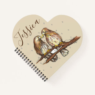 Personalized Red Tailed Hawk Bird Lovebird Snow Notebook