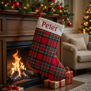Personalized Red Tartan Christmas Stocking 