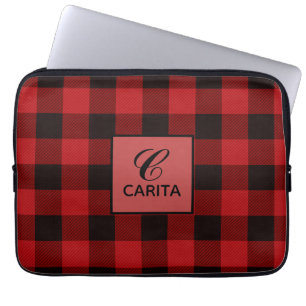 Personalized Red Tartan Plaid Electronics Bag