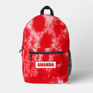 Personalized Red Tie Dye Printed Backpack