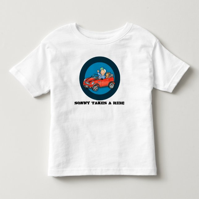 Personalized Red Toy Car Boy & Dog Tshirt (Front)